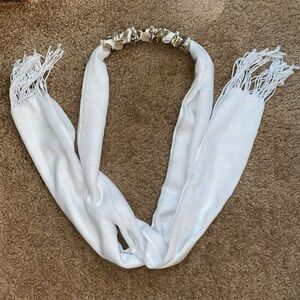 Women’s White Scarf Seashells Classic Coastal Elegant Mermaid core Summer